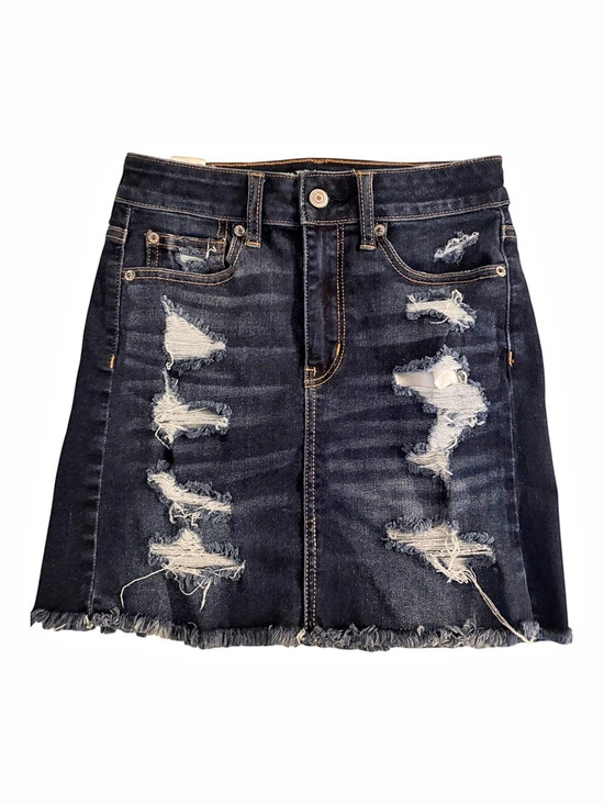 American Eagle Outfitters Dresses & Skirts - American Eagle Distressed Dark Wash Stretch Denim Mini Skirt Size 2